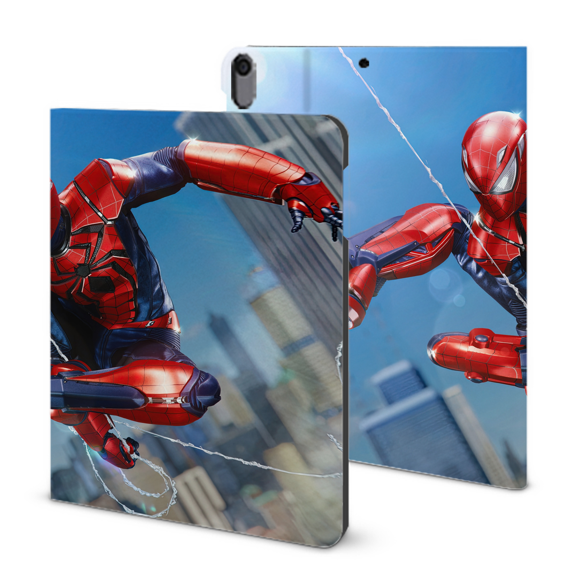 （画像用） Spider Man スパイダーマン IPad ケース ブック型 PUレザー TPU 耐衝撃 軽量 薄型 ペン収納なし 全面保護 IPad 各モデル対応